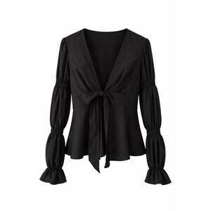 Dark Cottagecore Babydoll Blouse Womens Size M Peasant Pirate Sleeves Y2K 90s